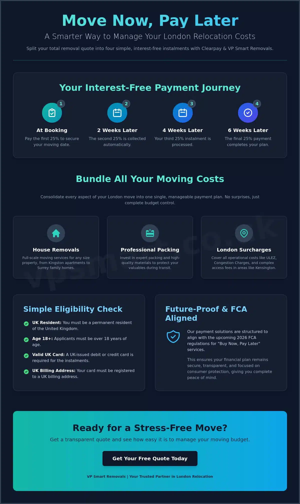 Removals That Accept Clearpay: Manage Your 2026 Move with Interest-Free Payments